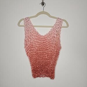Vintage y2k Pink Ombre Tank Top Popcorn Fairy Whimsy Shirt VTG Office Grunge